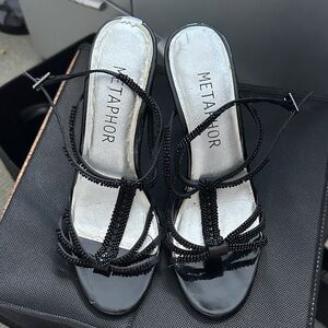Metaphor Black Beaded Heels